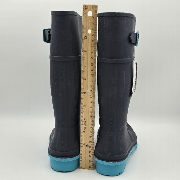 NWT Kamik Raindrops Rubber Rain Boots, Navy/Teal Big Kids Size 6 (Unisex) - Picture 8 of 11